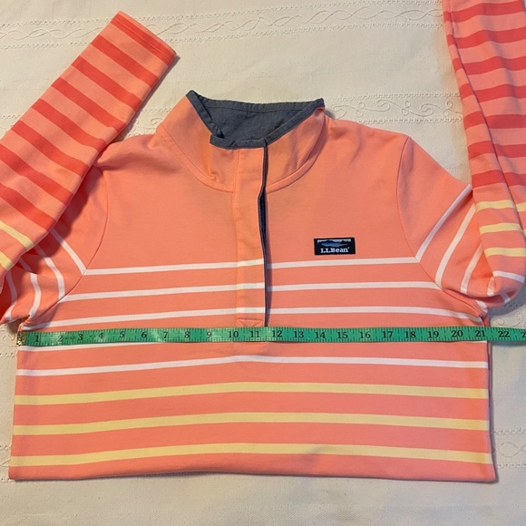 L L Bean Sunset Stripe Rugby Henley Snap Pullover Womens M Costal Preppy Top - Picture 11 of 13